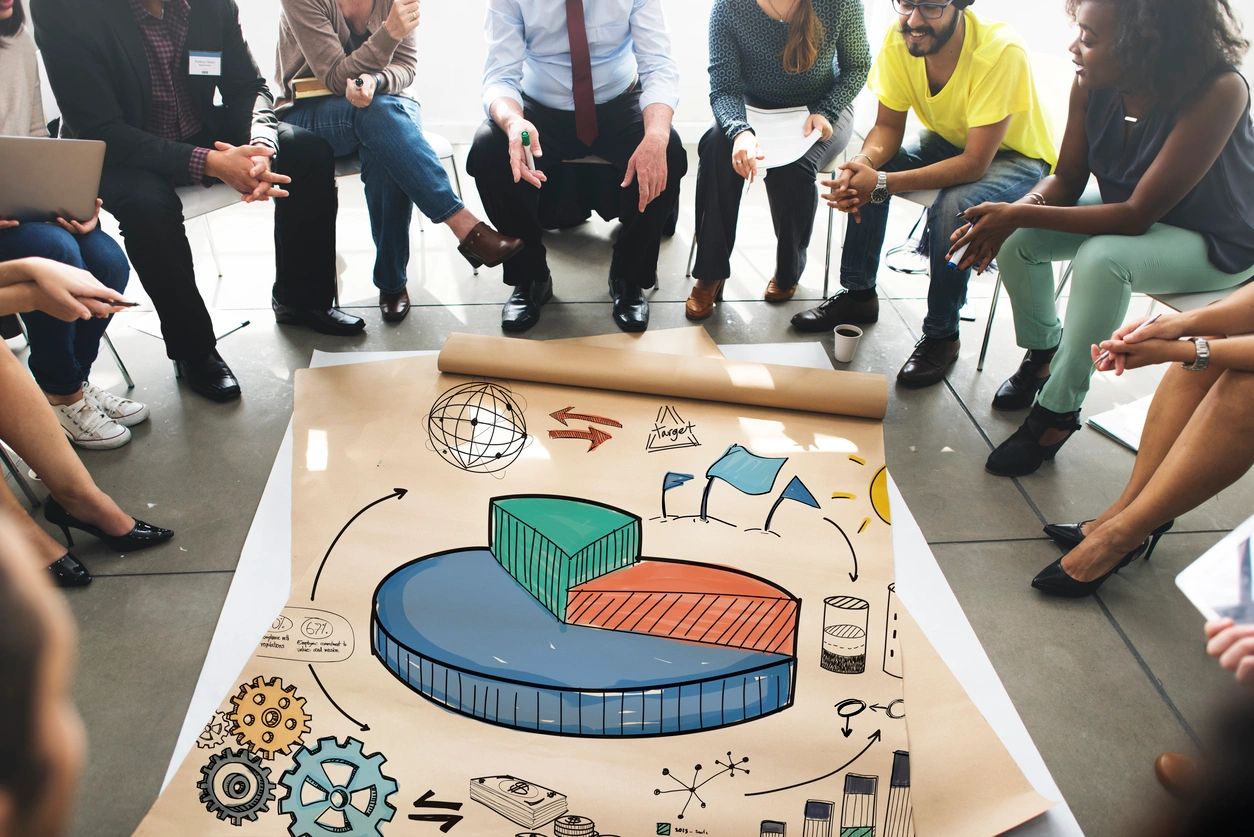 Collaborative planning board with the word Target embedded in the image